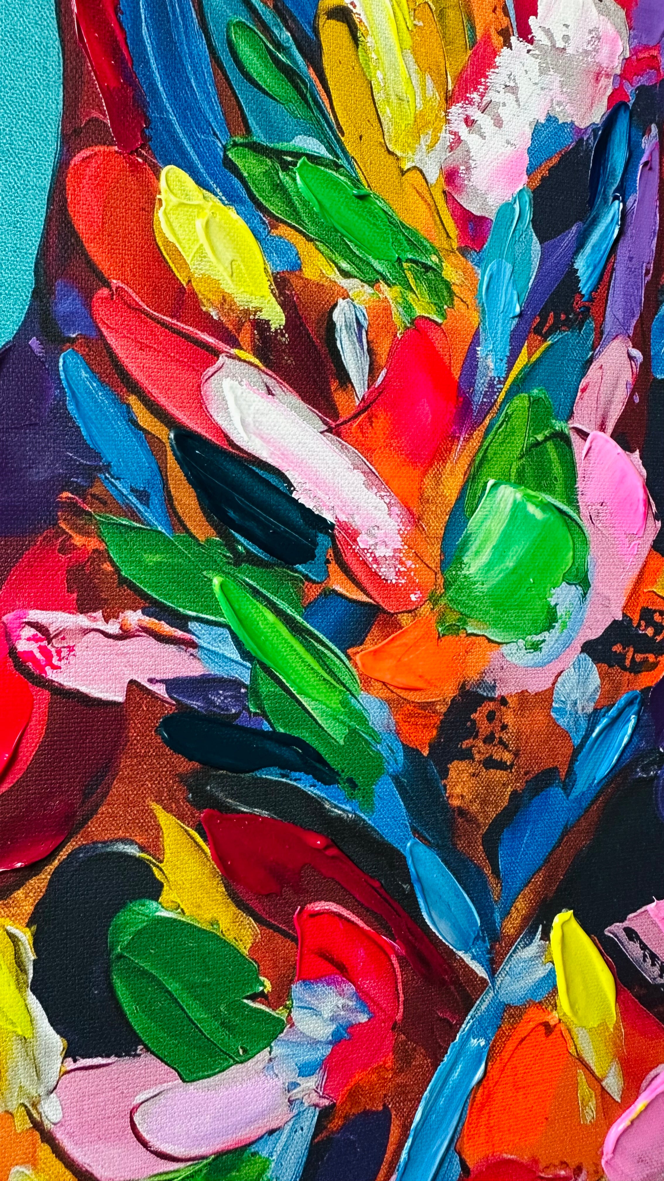 Shielded by Colour - Hand- Embellished Canvas Print