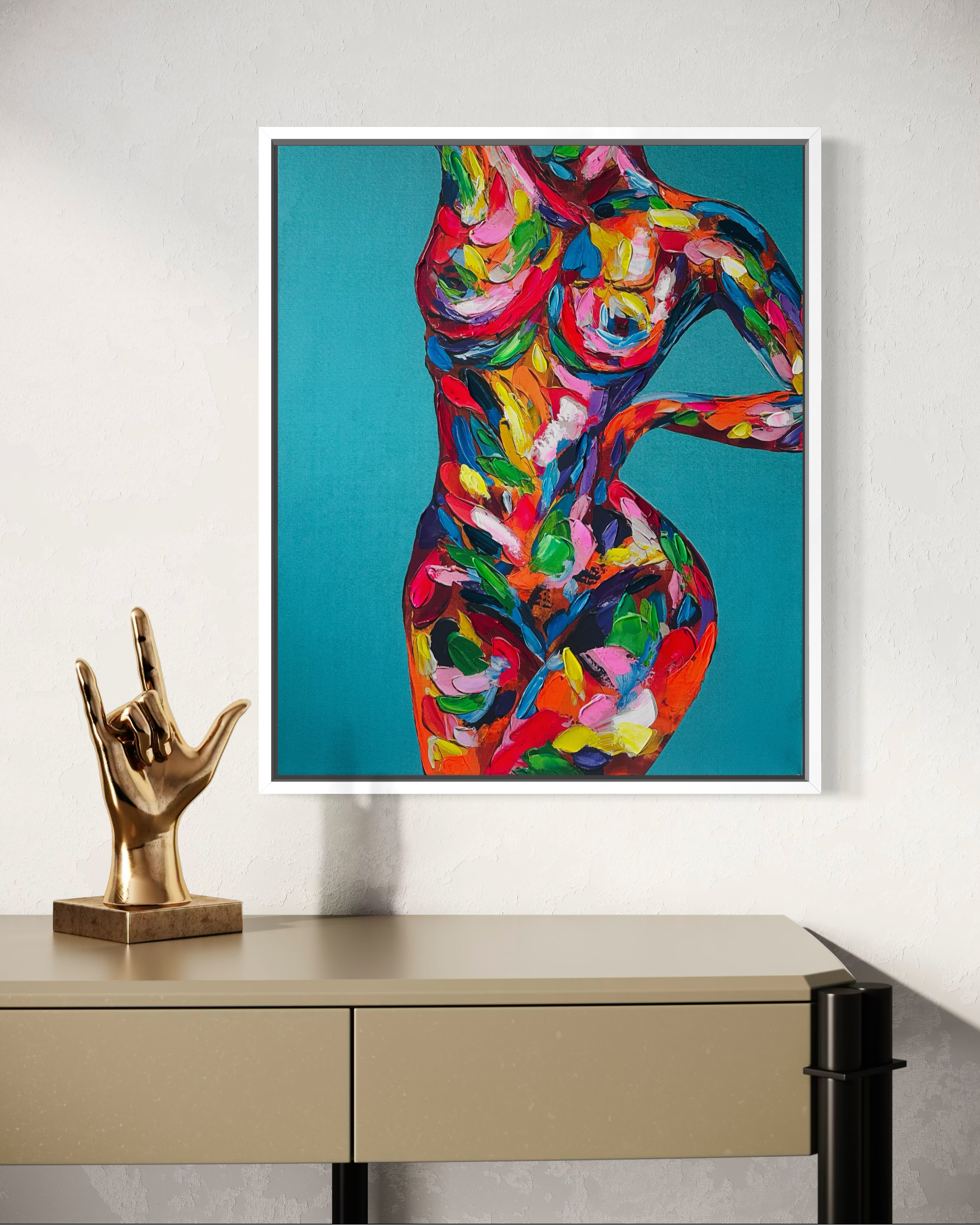 Shielded by Colour - Hand- Embellished Canvas Print