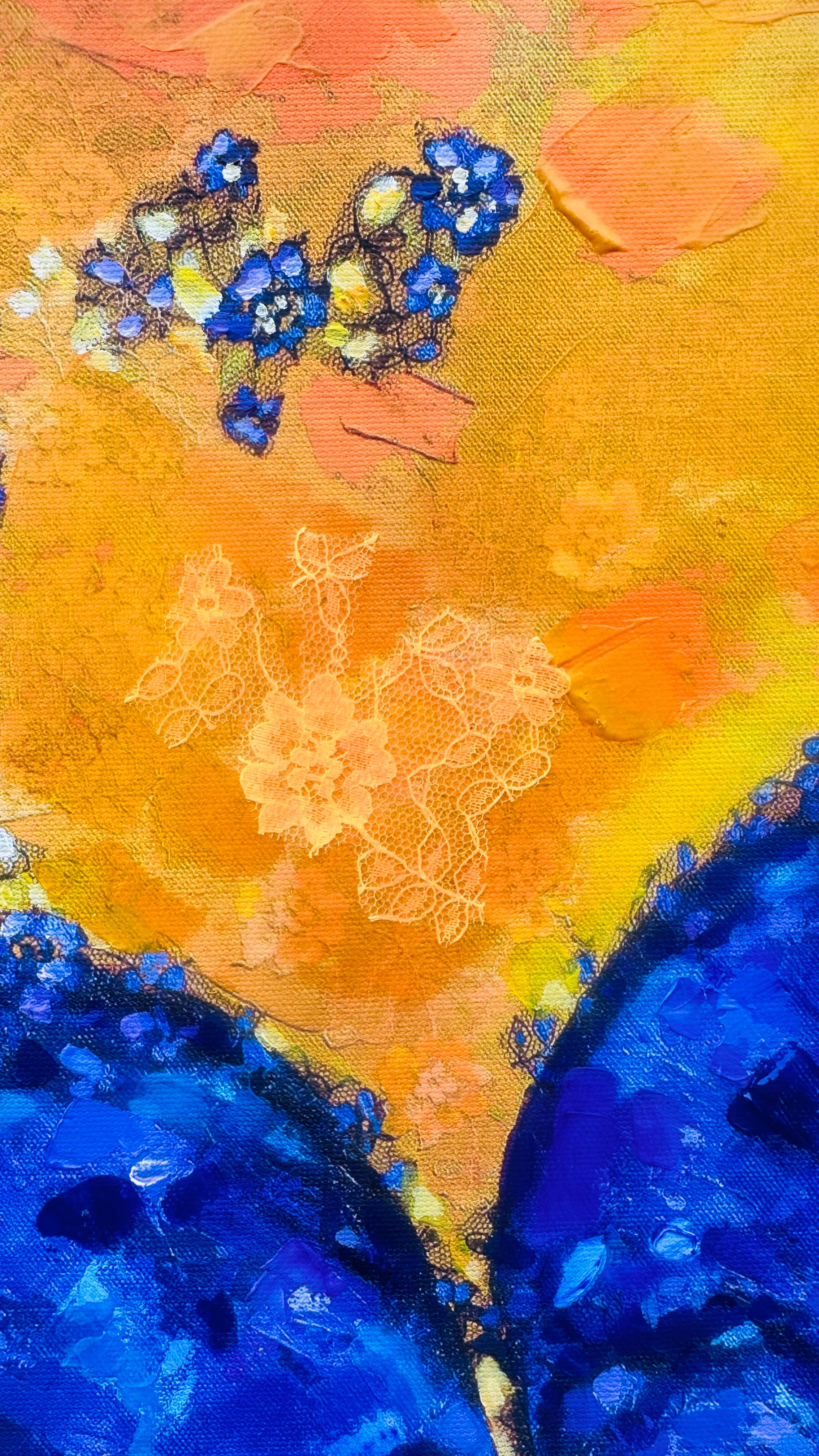 Woven in Amber- Hand-Embellished Canvas Print