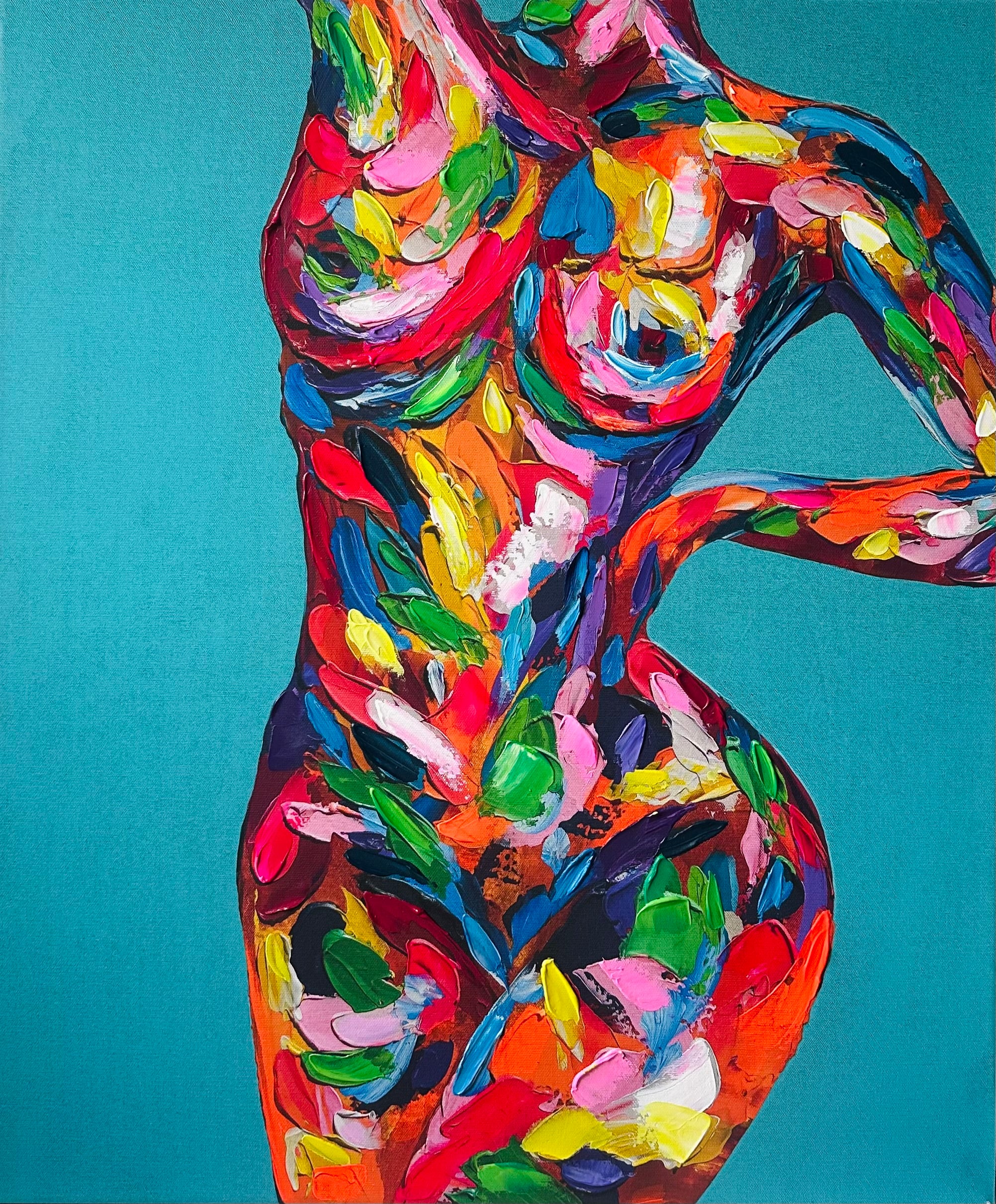 Shielded by Colour - Hand- Embellished Canvas Print