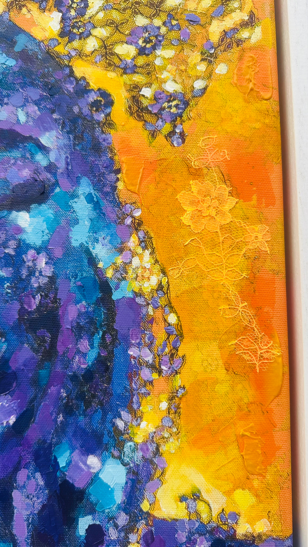 Woven in Amber- Hand-Embellished Canvas Print
