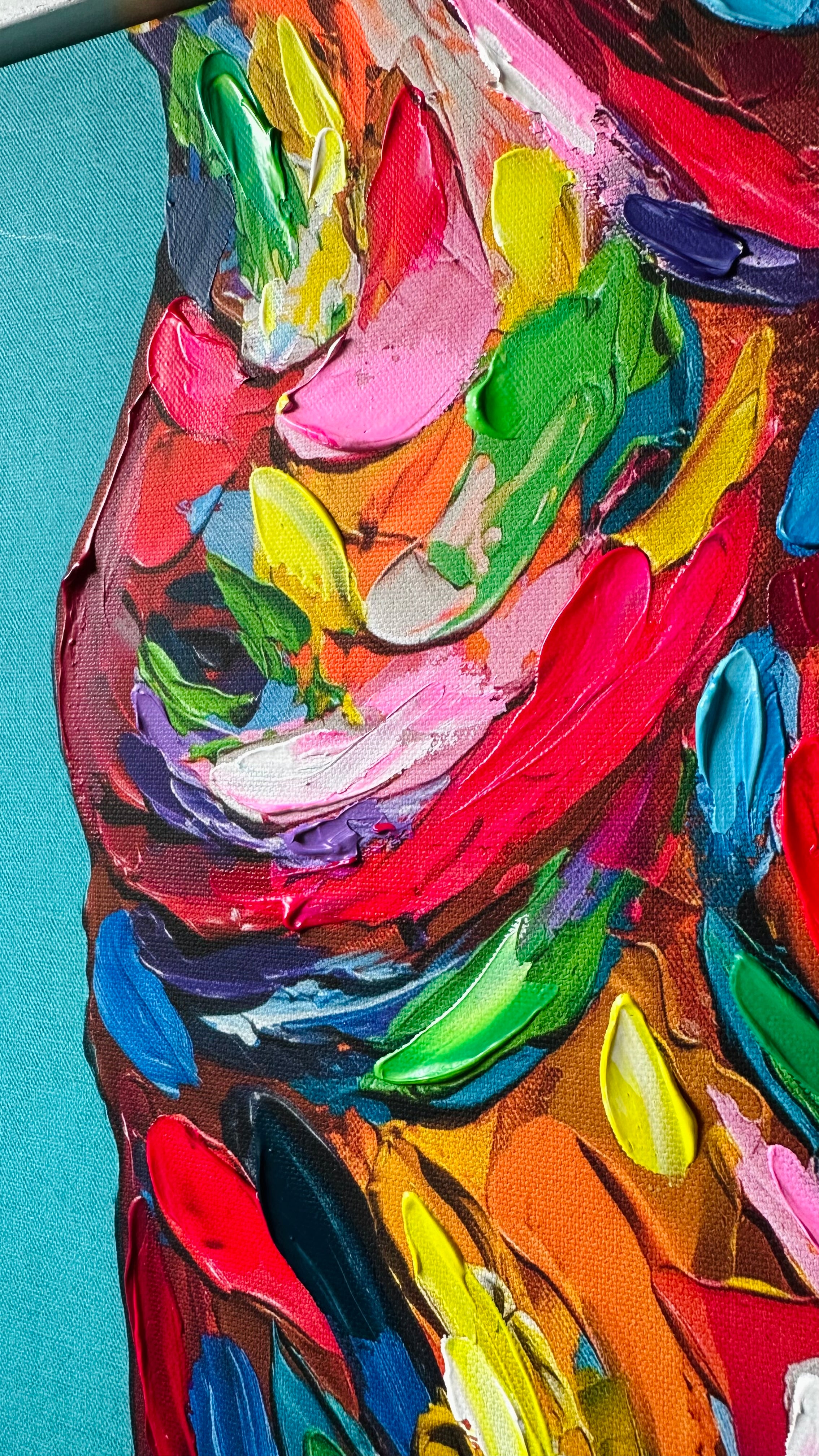 Shielded by Colour - Hand- Embellished Canvas Print