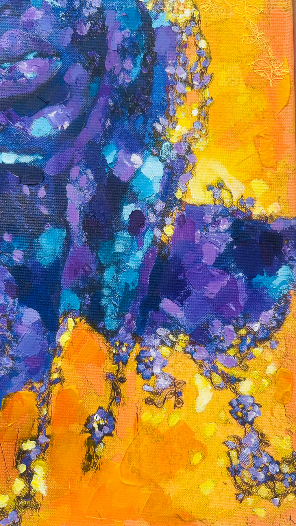 Woven in Amber- Hand-Embellished Canvas Print